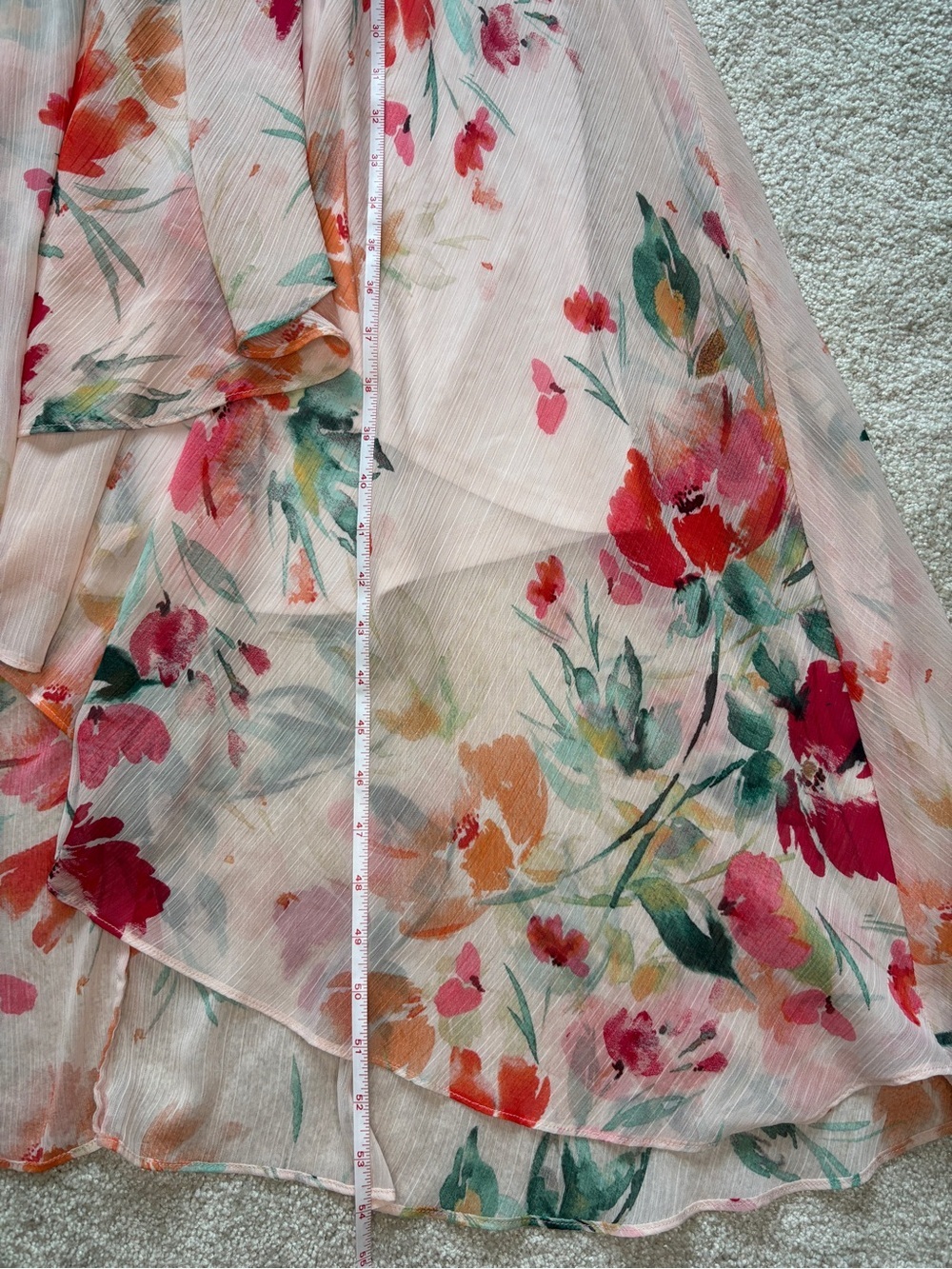Calvin Klein Pink Floral Maxi High-Low Wrap Dress Size 10 - Picture 7 of 14